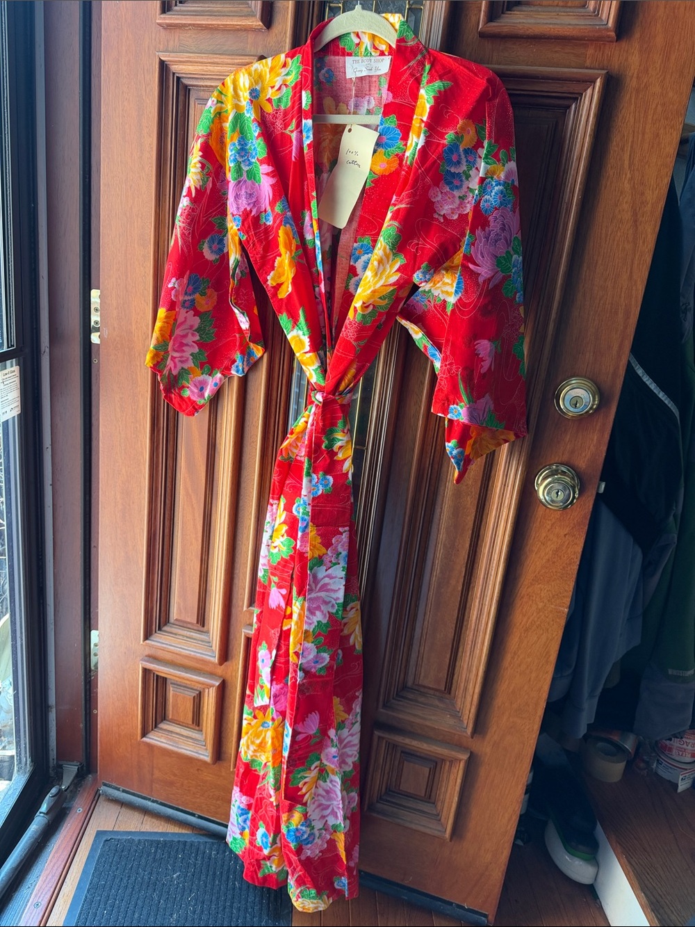 NWT Body Shop Kimono by Chong Sook You Vintage Red Floral Kimono